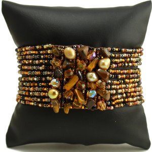 Czech Bead GEM CLUSTER Bracelet Earth Tones